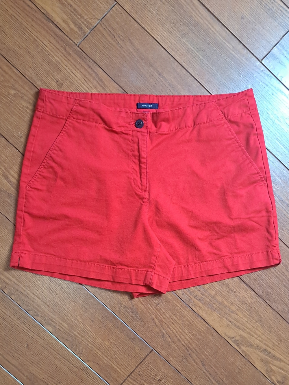Nautica Red Chino Shorts Women's Size 14 Cotton Casual Summer Classic